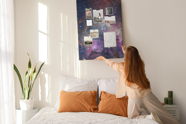 Wall cork memo board A cosmic nebula full of stars