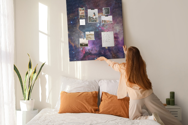 Wall cork memo board A cosmic nebula full of stars