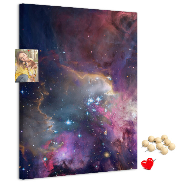 Wall cork memo board A cosmic nebula full of stars