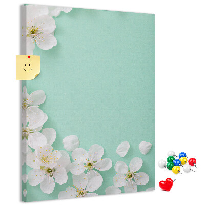 Cork notice board Floral accents on a pastel background