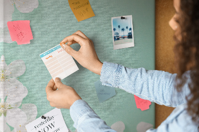 Cork notice board Floral accents on a pastel background
