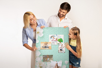 Cork notice board Floral accents on a pastel background