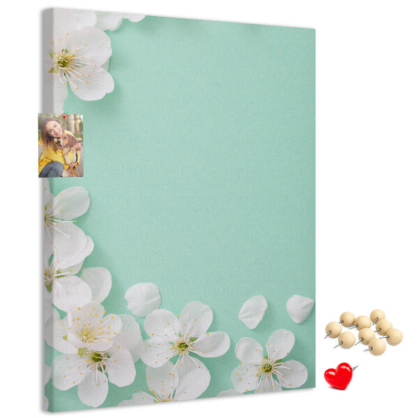 Cork notice board Floral accents on a pastel background