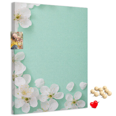 Cork notice board Floral accents on a pastel background