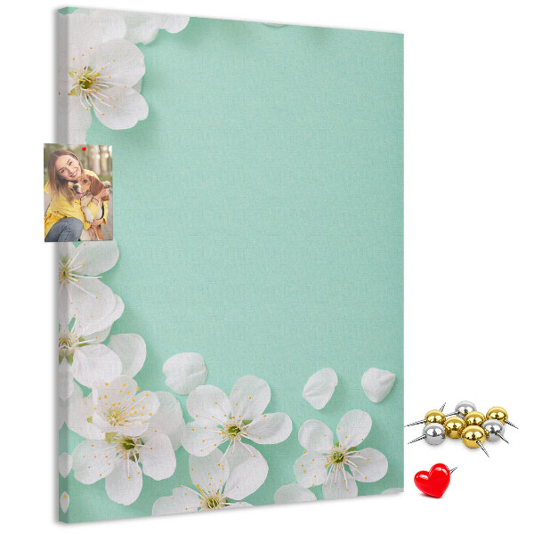 Cork notice board Floral accents on a pastel background