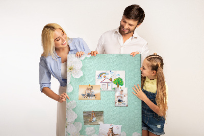 Cork notice board Floral accents on a pastel background