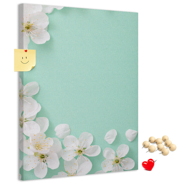 Cork notice board Floral accents on a pastel background