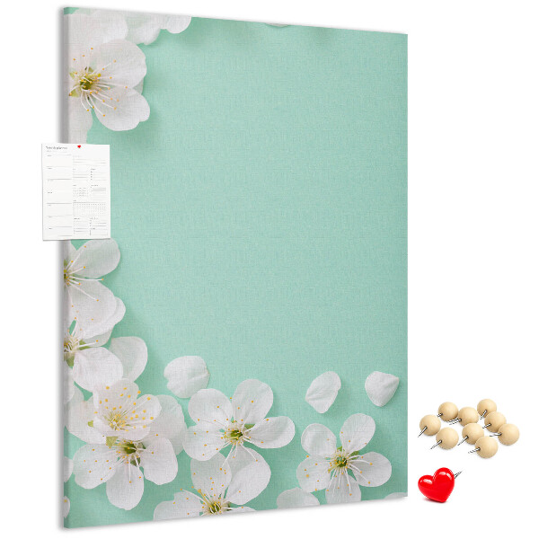 Cork notice board Floral accents on a pastel background