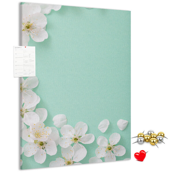 Cork notice board Floral accents on a pastel background