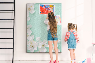 Cork notice board Floral accents on a pastel background
