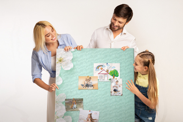 Cork notice board Floral accents on a pastel background