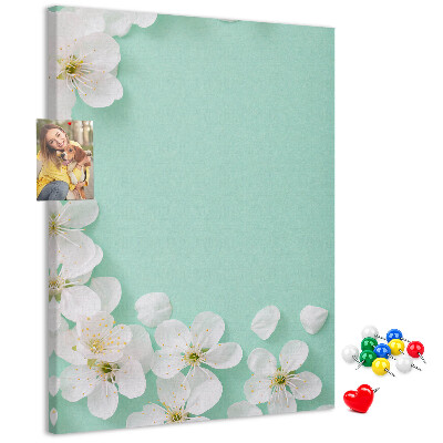 Cork notice board Floral accents on a pastel background