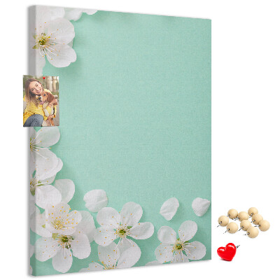 Cork notice board Floral accents on a pastel background