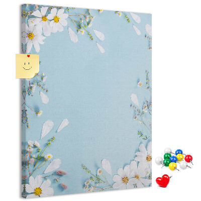Wall cork memo board Floral pattern on a blue background