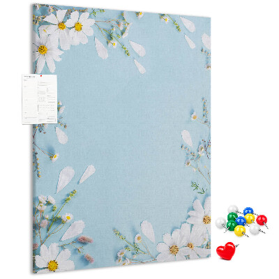 Wall cork memo board Floral pattern on a blue background