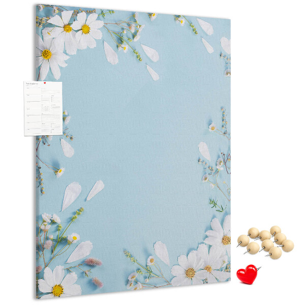 Wall cork memo board Floral pattern on a blue background