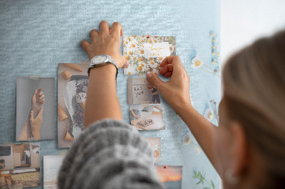 Wall cork memo board Floral pattern on a blue background