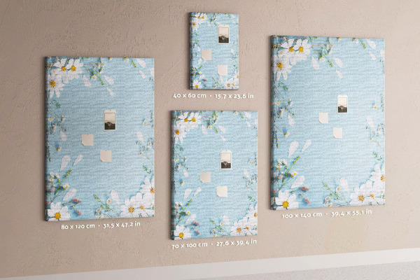 Wall cork memo board Floral pattern on a blue background