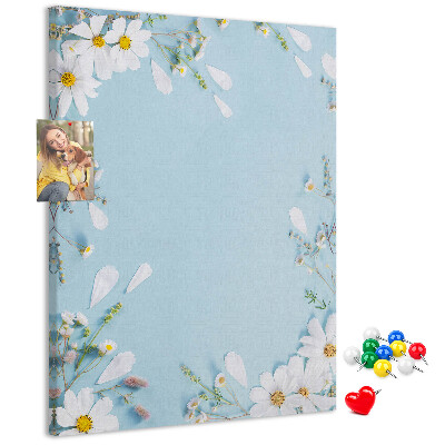 Wall cork memo board Floral pattern on a blue background