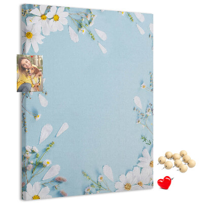 Wall cork memo board Floral pattern on a blue background