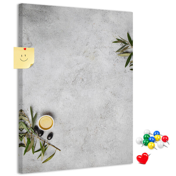 Memo cork board Minimalist background with an olive accent