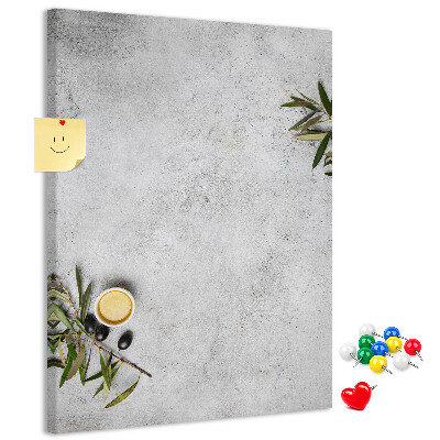 Memo cork board Minimalist background with an olive accent