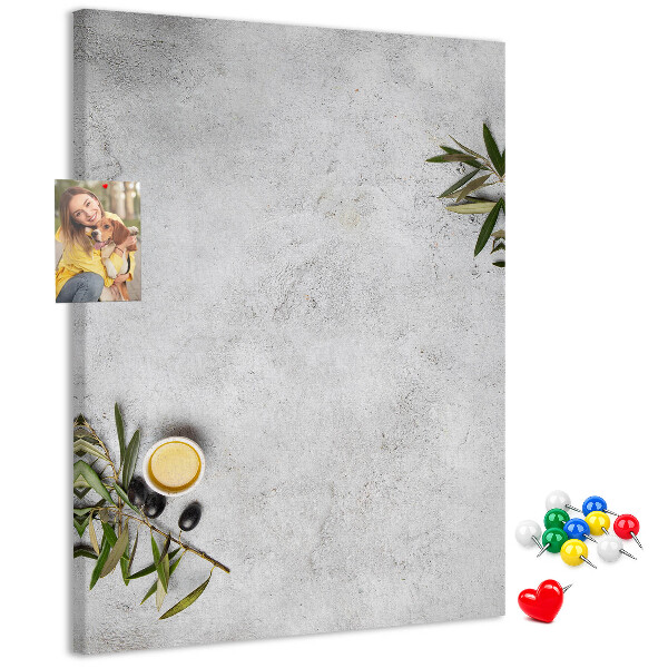 Memo cork board Minimalist background with an olive accent