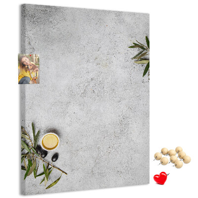 Memo cork board Minimalist background with an olive accent