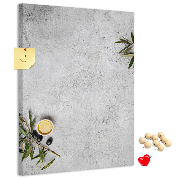 Memo cork board Minimalist background with an olive accent