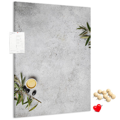 Memo cork board Minimalist background with an olive accent