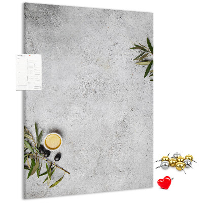 Memo cork board Minimalist background with an olive accent