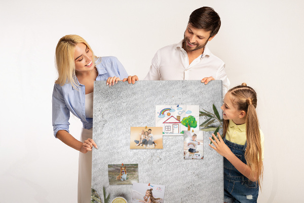 Memo cork board Minimalist background with an olive accent