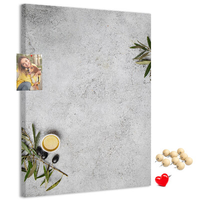 Memo cork board Minimalist background with an olive accent