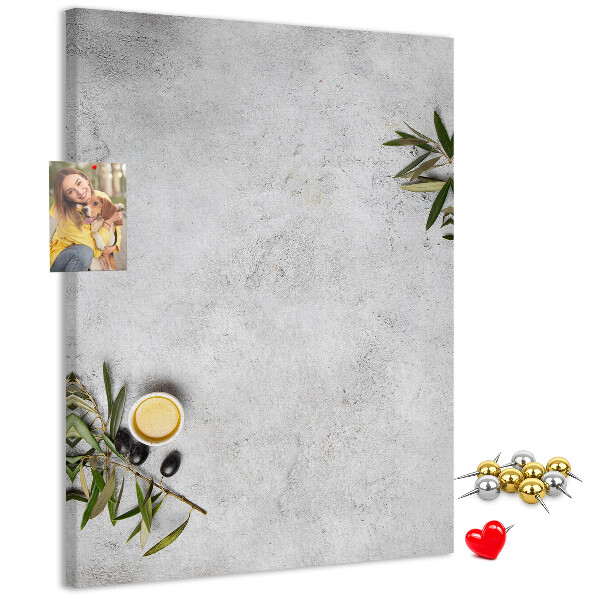 Memo cork board Minimalist background with an olive accent