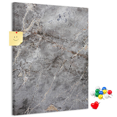 Wall cork memo board Gray marble with delicate veins