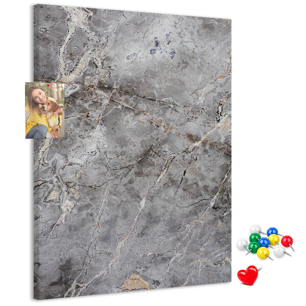 Wall cork memo board Gray marble with delicate veins