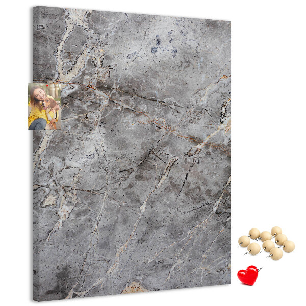 Wall cork memo board Gray marble with delicate veins