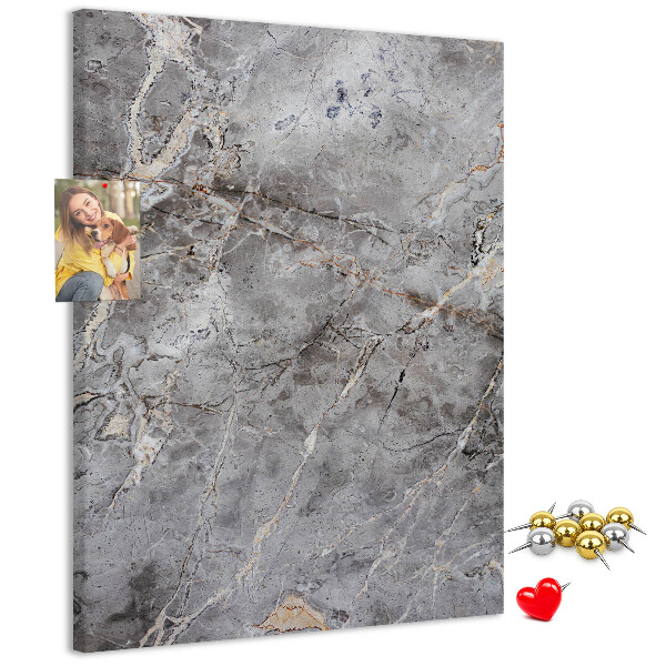 Wall cork memo board Gray marble with delicate veins