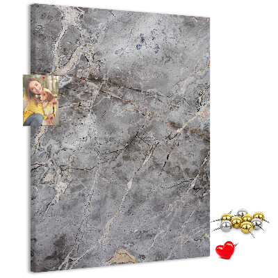 Wall cork memo board Gray marble with delicate veins