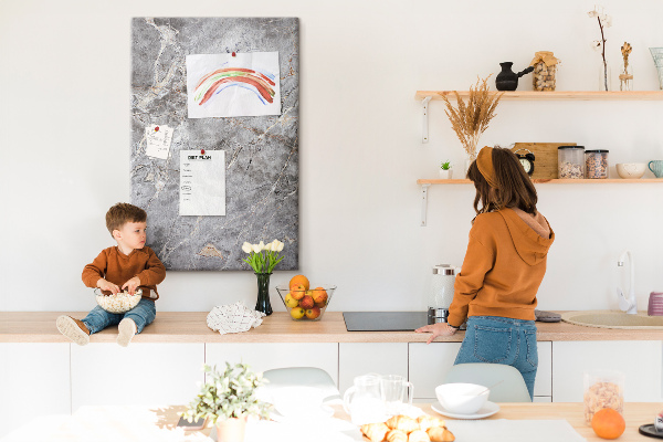 Wall cork memo board Gray marble with delicate veins