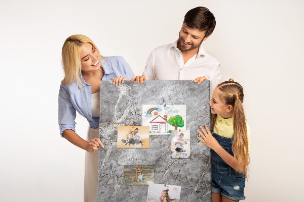Wall cork memo board Gray marble with delicate veins