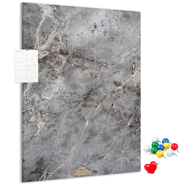 Wall cork memo board Gray marble with delicate veins