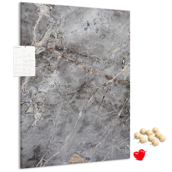 Wall cork memo board Gray marble with delicate veins