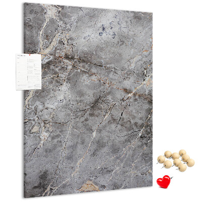 Wall cork memo board Gray marble with delicate veins