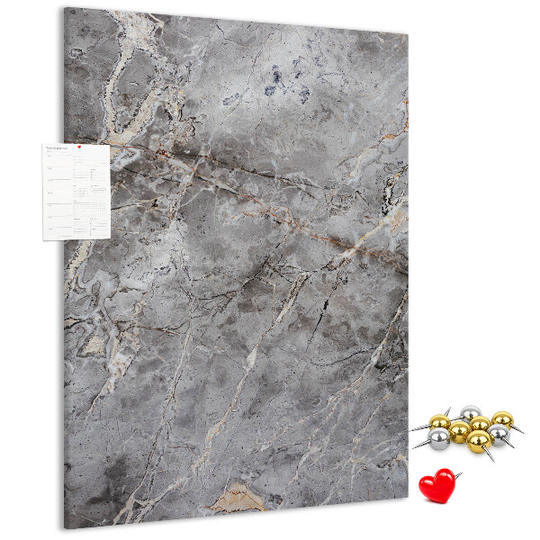 Wall cork memo board Gray marble with delicate veins