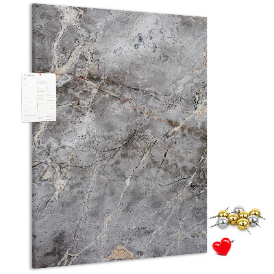 Wall cork memo board Gray marble with delicate veins