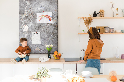 Wall cork memo board Gray marble with delicate veins