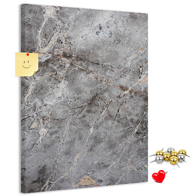 Wall cork memo board Gray marble with delicate veins