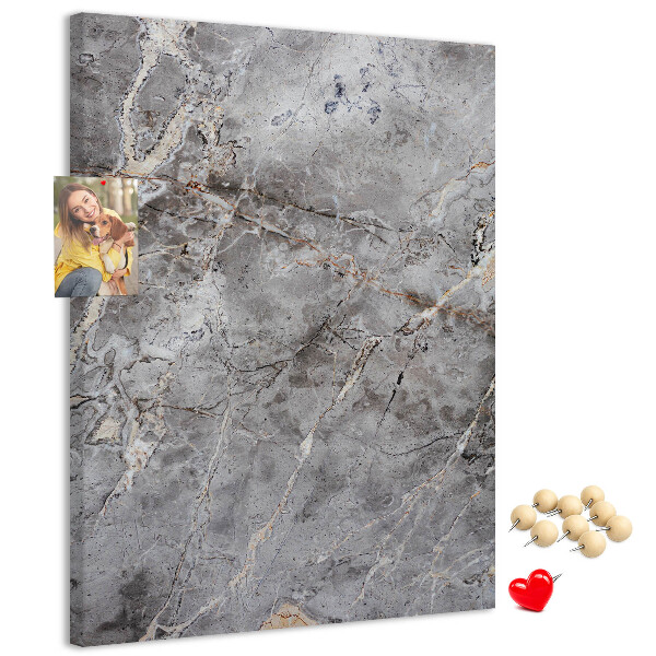 Wall cork memo board Gray marble with delicate veins