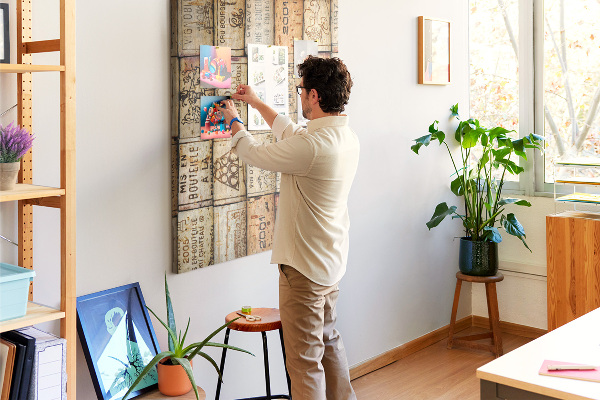 Memo cork board Rustic-style wine corks